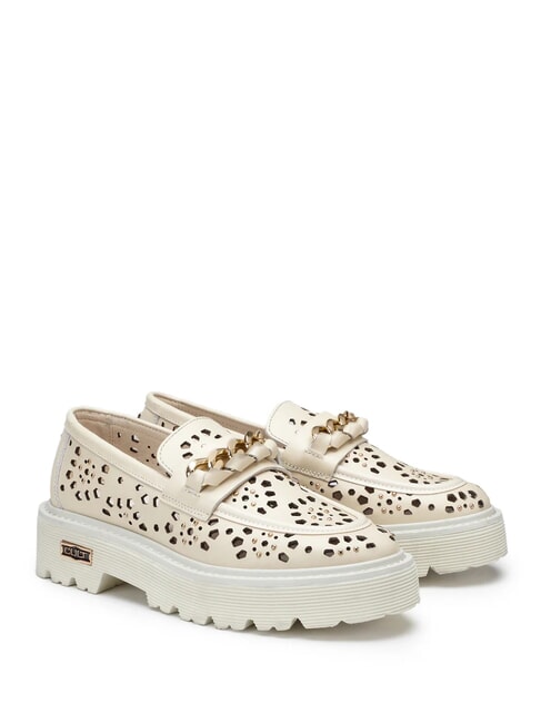 CULT SLASH 4447 Mocasines de piel con perforaciones florales blanco - Zapatos Mujer