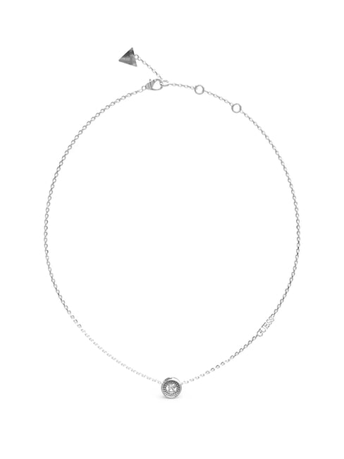 GUESS UNIQUE SOLITAIRE Collar con charm y circonitas SILVER - Collares