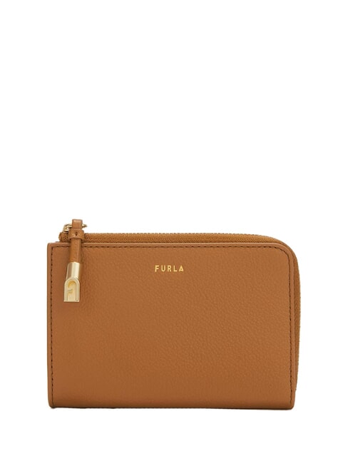FURLA GOCCIA Tarjetero de piel con cremallera brandy - Carteras Mujer