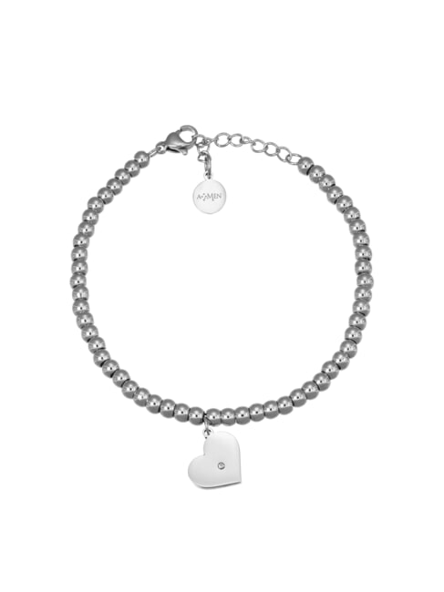 AMEN ACCIAIO Pulsera con corazón y cristal plata - Pulseras