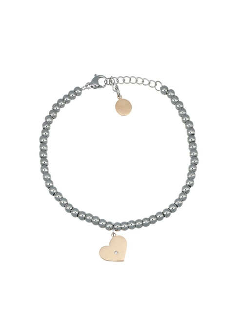 AMEN ACCIAIO Pulsera con corazón y cristal acero/rosas - Pulseras