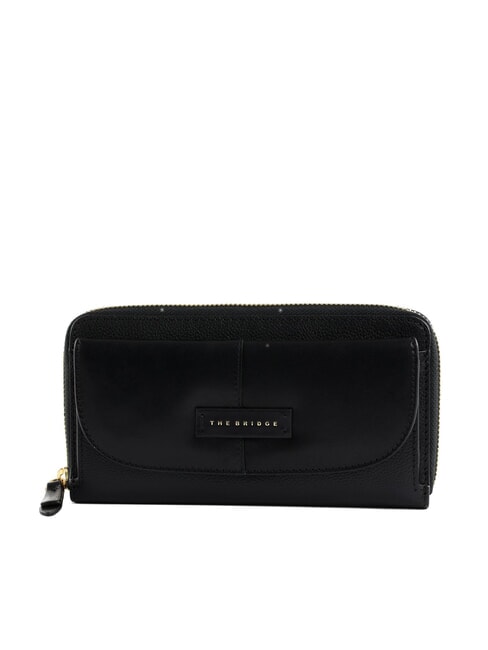 THE BRIDGE ELISABETTA Cartera grande de piel con bolsillo. Oro negro - Carteras Mujer