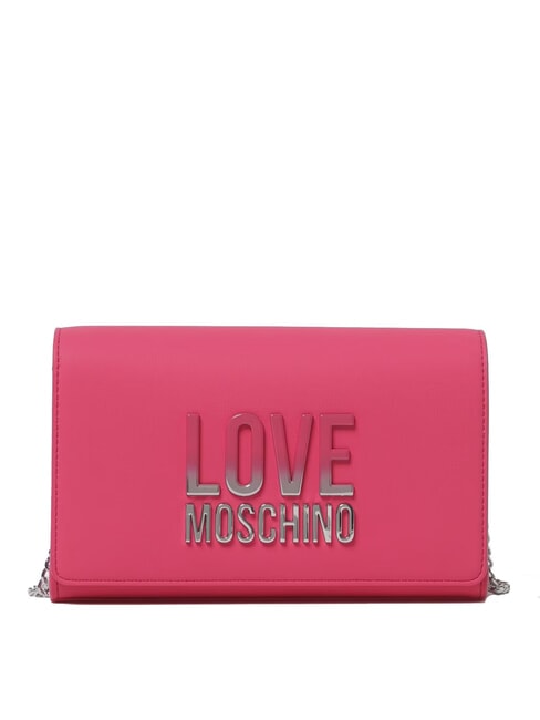 LOVE MOSCHINO CHAIN Lettering Bolso de hombro fucsia - Bolsos Mujer