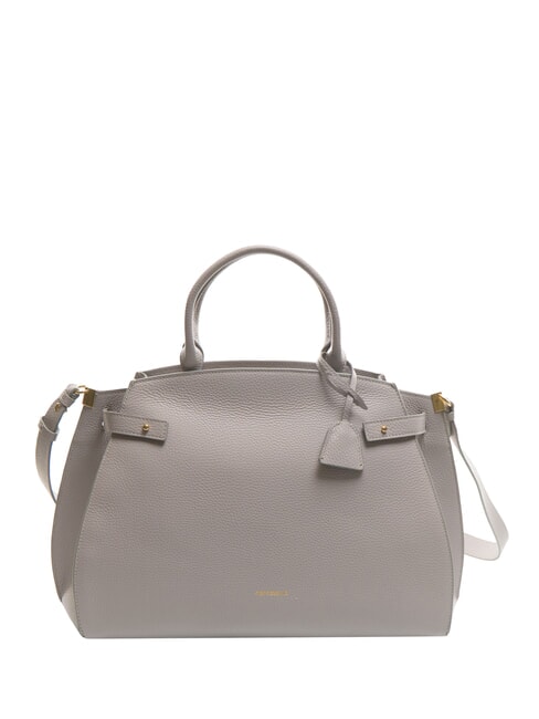 COCCINELLE KLICHE Bolso de mano de piel martillada gris claro - Bolsos Mujer