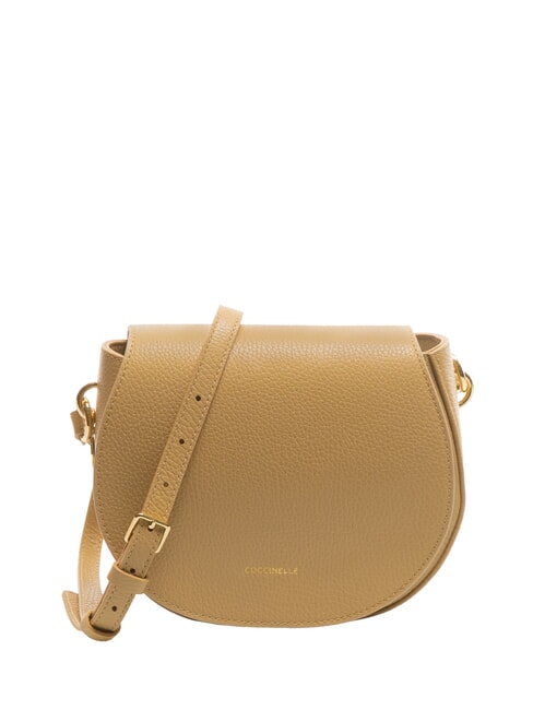 COCCINELLE ALPHA Mini bolso de hombro de piel martillada beige fresco - Bolsos Mujer