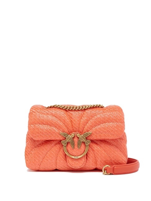 PINKO LOVE PUFF Mini bolso de hombro en rafia rojo mandarina-oro antiguo - Bolsos Mujer