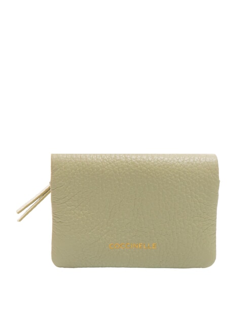 COCCINELLE SOFTY Tarjetero de cuero martillado verde celadón - Carteras Mujer