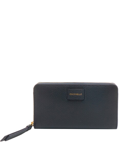 COCCINELLE VOILE Cartera grande de cuero con cremallera azul medianoche - Carteras Mujer