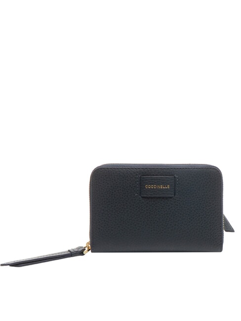 COCCINELLE VOILE Cartera mediana de cuero con cremallera alrededor azul medianoche - Carteras Mujer