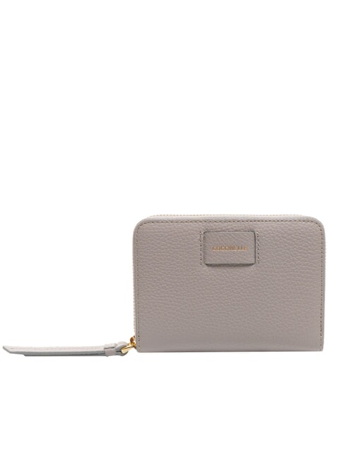 COCCINELLE VOILE Cartera mediana de cuero con cremallera alrededor gris claro - Carteras Mujer