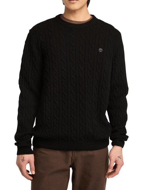 TIMBERLAND P-B LAMBWOOL Jersey de cuello redondo en mezcla de lana negro/pavimento - Suéteres de los hombres