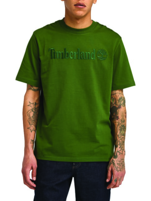 TIMBERLAND EMBROIDERY TONAL Camiseta de algodón negro/verde bosque - camiseta
