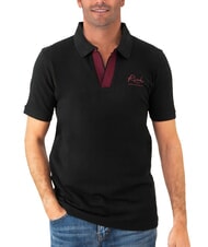 JOHN RICHMOND DABAK Polo de media manga con cuello en V negro - camisa polo - 1