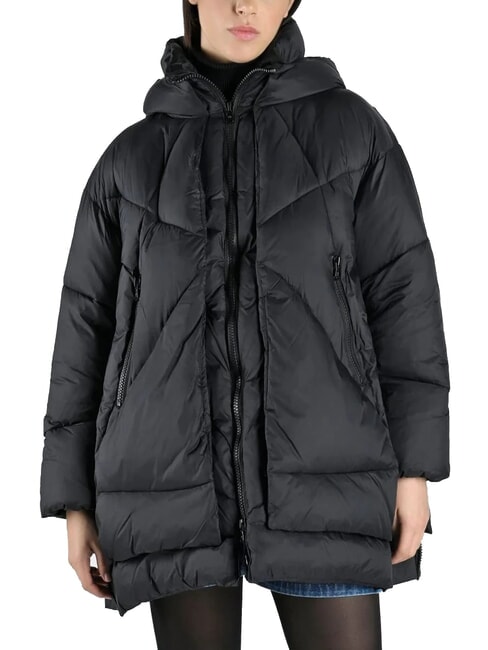 CANADIAN EUGENIE Chaqueta de plumón de satén mediana con capucha negro - Chaquetas de plumas de mujer