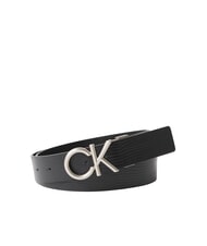 CALVIN KLEIN CK HALLMARK LOGO Cinturón de piel con estampado de lagarto - Cinturones