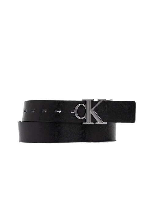 CALVIN KLEIN CKJ PLAQUE Cinturón de doble cara que se puede acortar. negro/delicioso/bronce mate - Cinturones