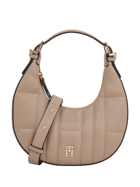 TOMMY HILFIGER TH FEMININE Mini bolso con bandolera gris topo costero - Bolsos Mujer