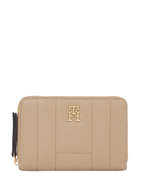 TOMMY HILFIGER TH FEMININE Cartera con cremallera gris topo costero - Carteras Mujer