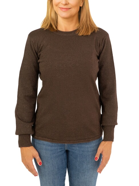 JOHN RICHMOND PARANA Cárdigan de cuello redondo de lúrex oscuro - Suéteres de mujer