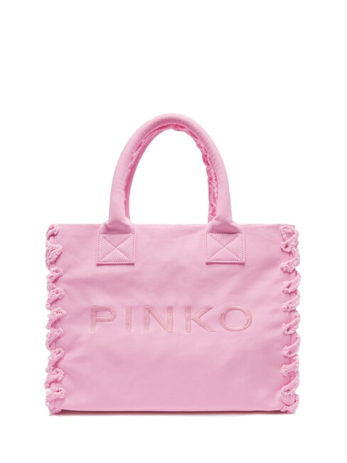 PINKO BEACH Bolso shopping en lona reciclada Lila rosa dulce-oro antiguo - Bolsos Mujer