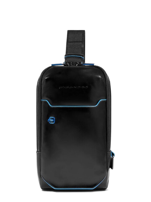 PIQUADRO BLUE SQUARE Mochila de cuero de un solo hombro negro - Bandoleras Hombre