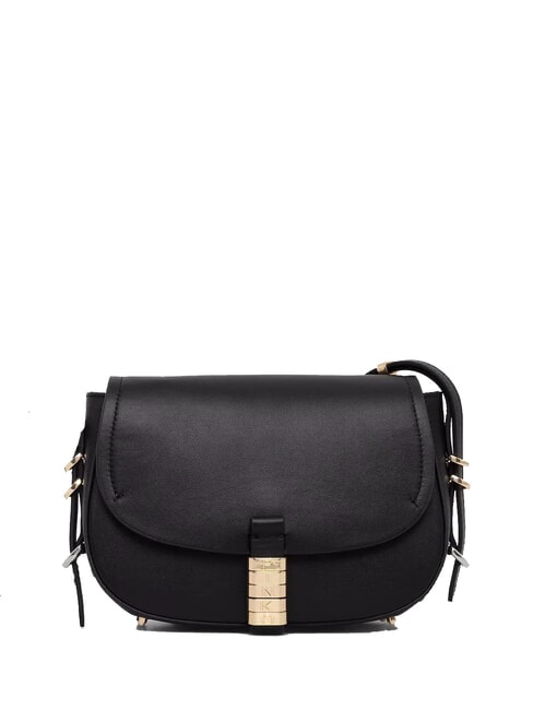 PINKO SADDLE Bolso bandolera pequeño de piel chica mezcla limusina negra oro-n - Bolsos Mujer