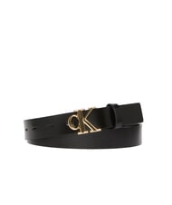 CALVIN KLEIN MONOGRAM BUCKLE Cinturón de cuero con logotipo de metal - Cinturones