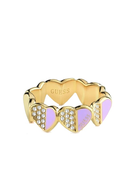 GUESS LOVELY Anillo con corazones esmaltados y circonitas oro amarillo/lila - Anillos