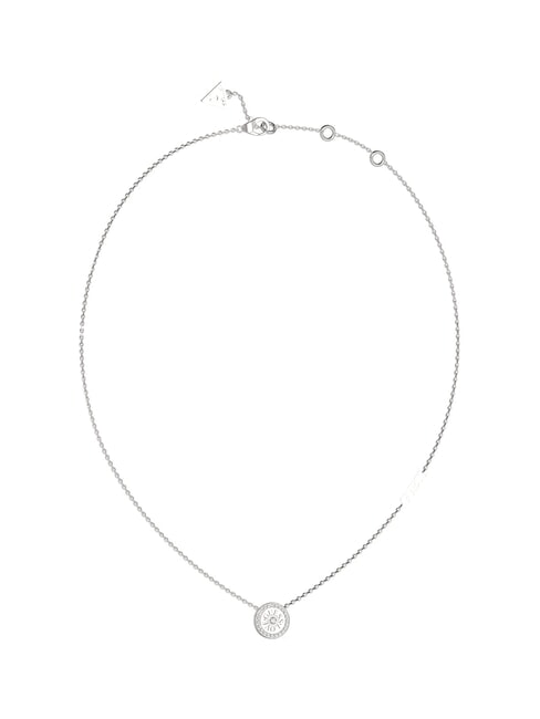 GUESS LOVE Collar con charm redondo y circonitas SILVER - Collares