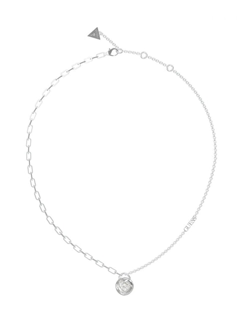 GUESS ROLLING HEARTS Collar de circonitas de corazón SILVER - Collares