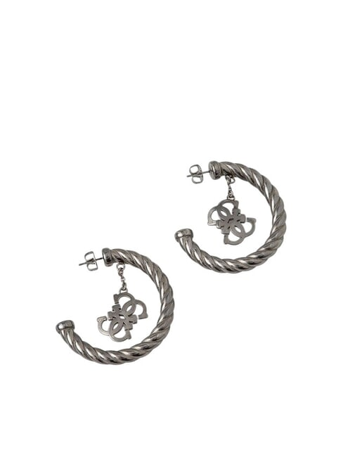 GUESS 4G VINTAGE Pendientes de medio círculo con charm plata antigua - Pendientes