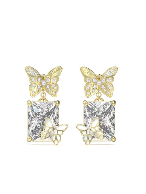 GUESS CHRYSALIS Pendientes de mariposa y cristal oro amarillo - Pendientes