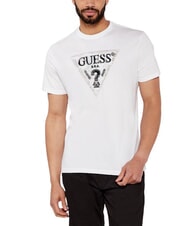 GUESS TRIANGLE Camiseta de algodón con estampado purwhite - camiseta - 1