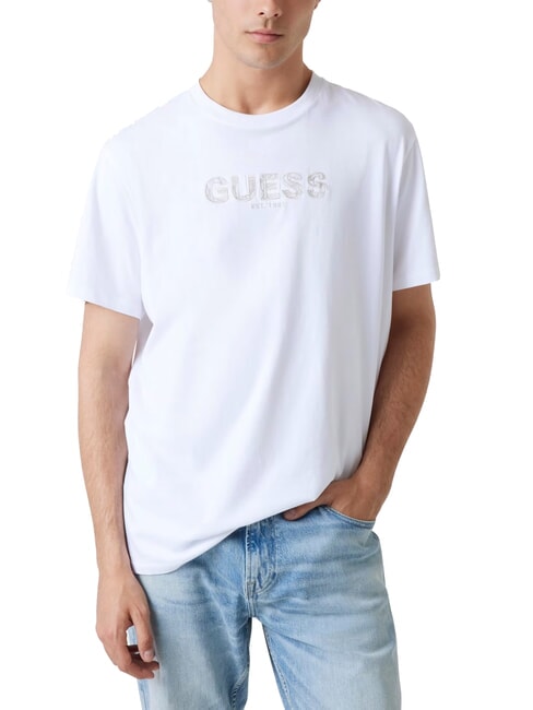 GUESS BSC EMBROIDERY LOGO Camiseta de algodón con logo bordado purwhite - camiseta