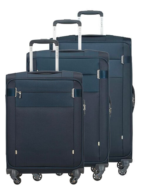 SAMSONITE SET CITYBEAT  Equipaje de mano + mediano + grande blu navy - Set Trolley