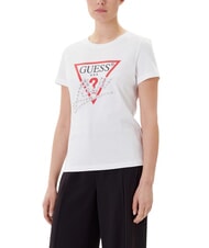 GUESS PEARLS LOVE TRIANGLE Camiseta con estampado y aplicaciones purwhite - camiseta - 1