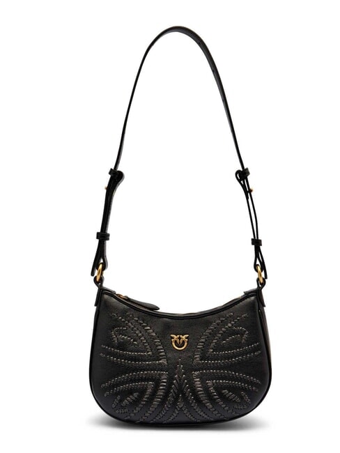 PINKO HALF MOON BABY Bolso de hombro negro-oro antiguo - Bolsos Mujer