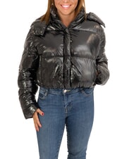 CANADIAN MINGAN Chaqueta corta brillante de plumas con capucha negro brillante reciclado - Chaquetas de plumas de mujer - 1