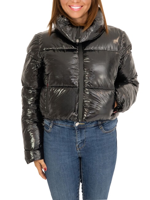 CANADIAN SUMMERSIDE Chaqueta corta de plumón brillante negro brillante reciclado - Chaquetas de plumas de mujer