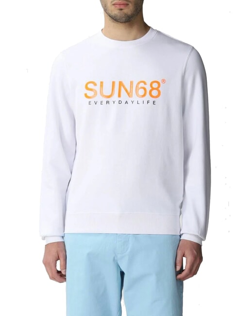 SUN68 ROUND FLUO Sudadera de cuello redondo con estampado de logotipo blanco - Sudaderas