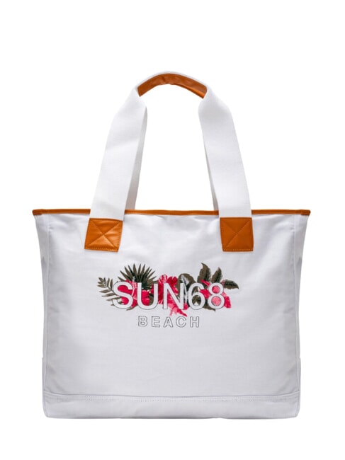 SUN68 LOGO BEACH Bolsa de playa en lona blanco crema - Bolsos Mujer