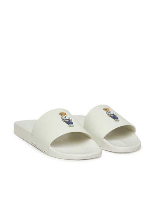 RALPH LAUREN POLO SLIDE Zapatillas Heritage Bear - Blanco lavado de cubierta - Zapatos unisex