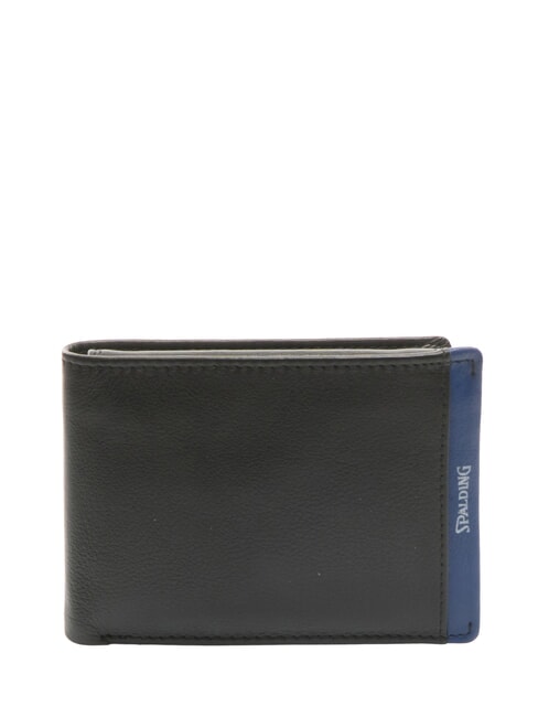 SPALDING STRIPE Cartera de piel con solapa negro/azul marino - Carteras Hombre