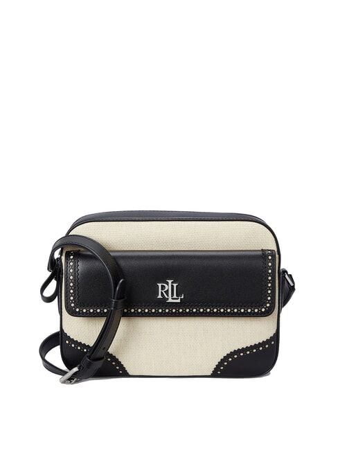 RALPH LAUREN MARCY Bolsa de paja para cámara con bolsillo natural claro/negro - Bolsos Mujer