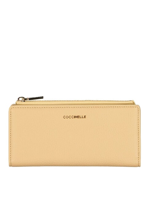 COCCINELLE METALLIC SOFT Billetera de cuero beige fresco - Carteras Mujer