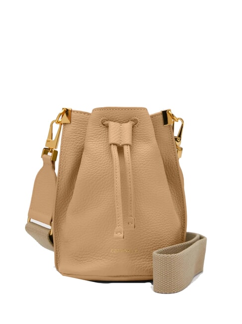 COCCINELLE HYLE Mini bolso bandolera tipo cubo en piel beige fresco - Bolsos Mujer