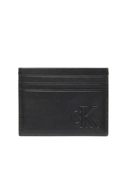CALVIN KLEIN SCULPTED IMPRESSION Tarjetero plano de cuero para tarjetas de crédito En negro - Carteras Hombre