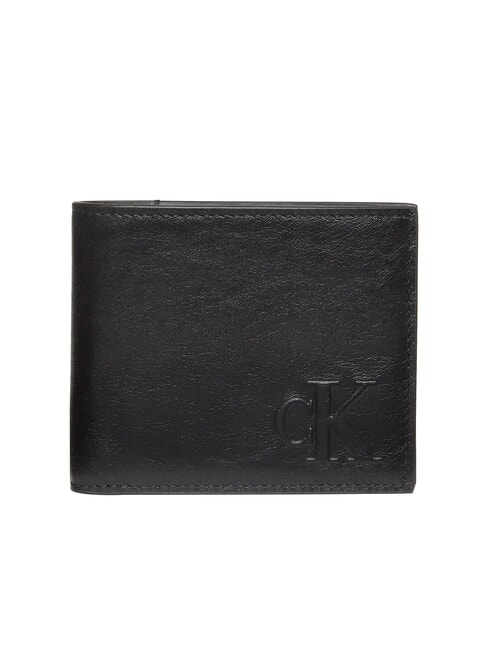 CALVIN KLEIN SCULPTED IMPRESSION Cartera de cuero de 8 cc En negro - Carteras Hombre