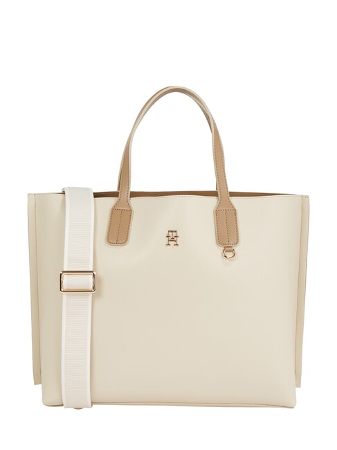 TOMMY HILFIGER TH DISTINCT Bolso de mano, con bandolera extraíble. beige clásico - Bolsos Mujer