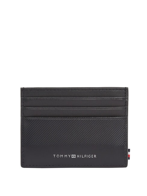 TOMMY HILFIGER TH FOUNDATION Tarjetero de cuero negro - Carteras Hombre